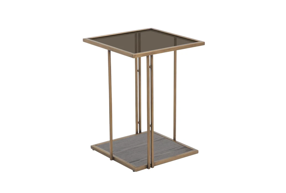 Emmy Brown Metal + Glass Square End Table