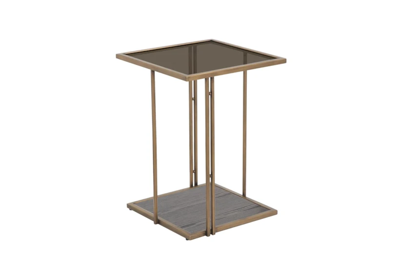 Emmy Brown Metal + Glass Square End Table - 360