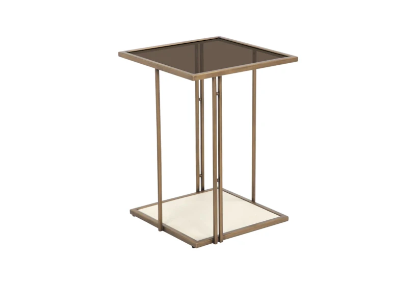 Emmy Cream Metal + Glass End Table - 360