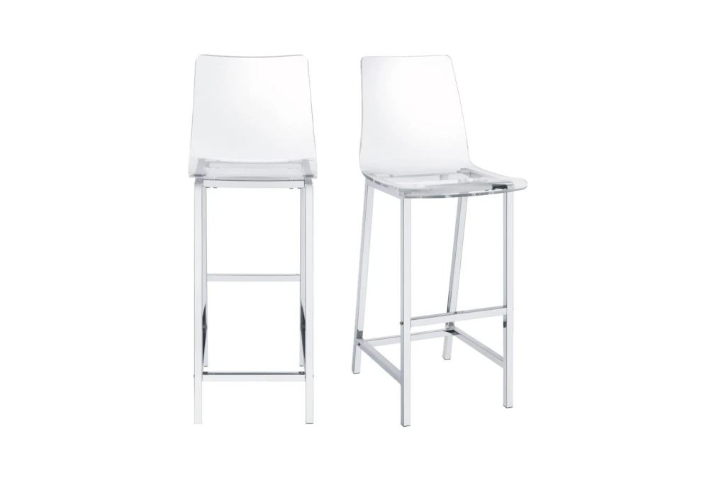 Carva Clear 30" Metal Bar Stool With Back Set Of 2