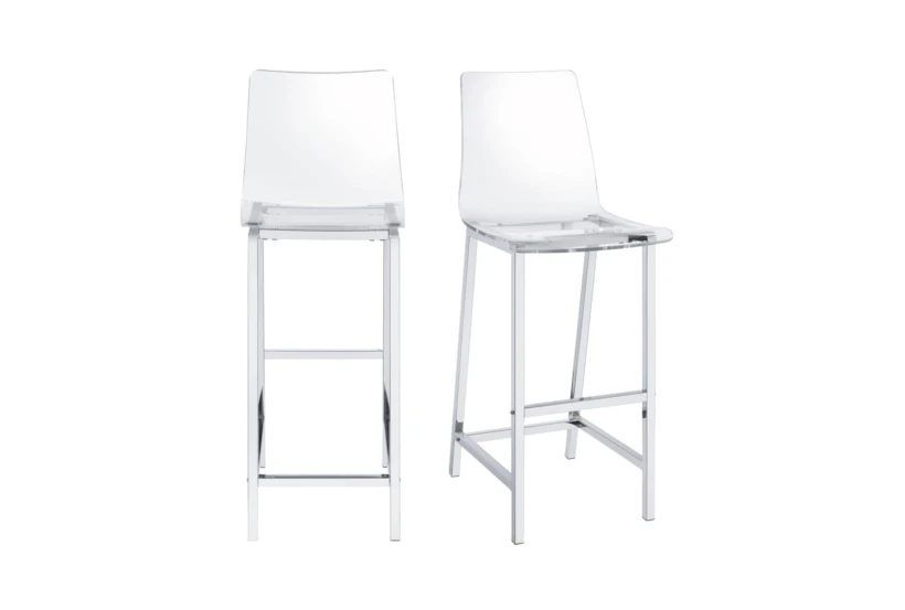 Carva Clear 30" Metal Bar Stool With Back Set Of 2 - 360