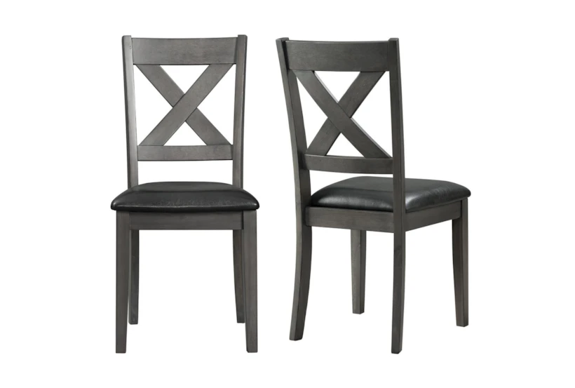 Alex Grey Faux Leather X-Back Dining Side Chair Set Of 2  - 360