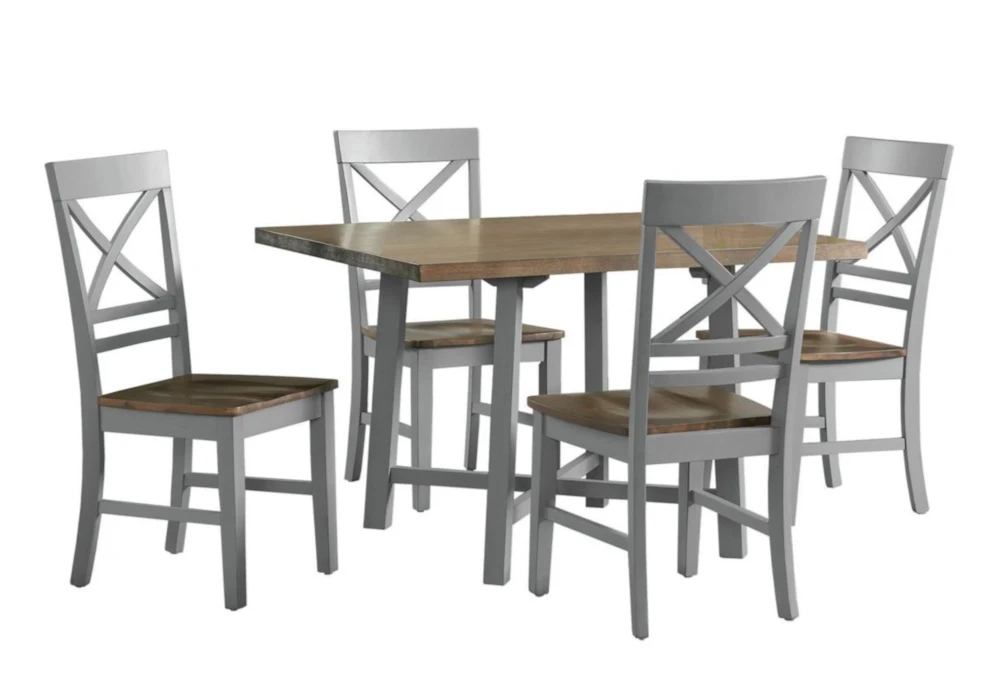 Medford Grey Two Tone 48" Dining With X-Back Chair Set For 4 