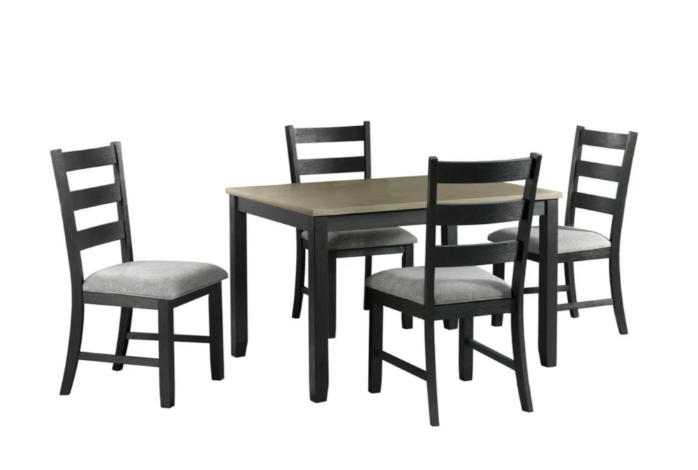 Mona Grey 42" Dining With Ladder Back Chair Set For 4