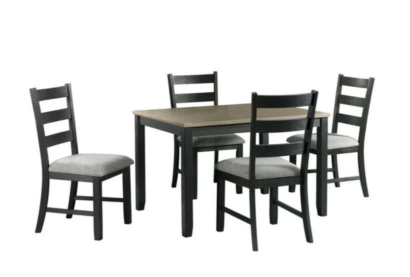Mona Grey 42" Dining With Ladder Back Chair Set For 4 - 360