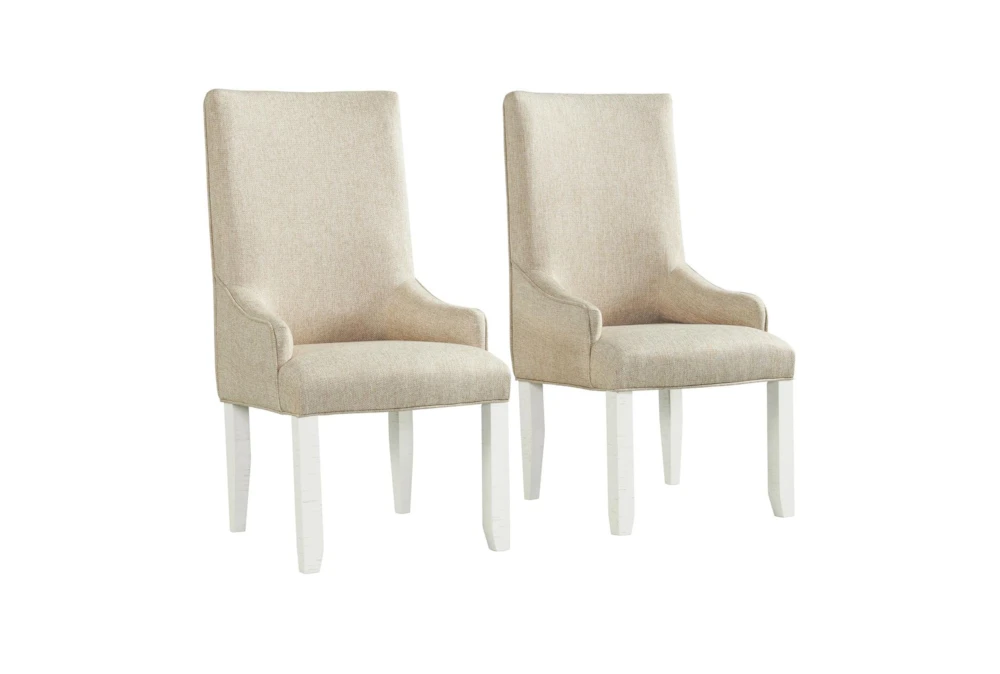 Mumford Upholstered White Parsons High Back Arm Chair Set Of 2