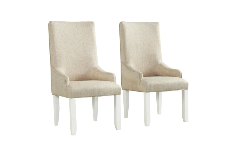 Mumford Upholstered White Parsons High Back Arm Chair Set Of 2 - 360