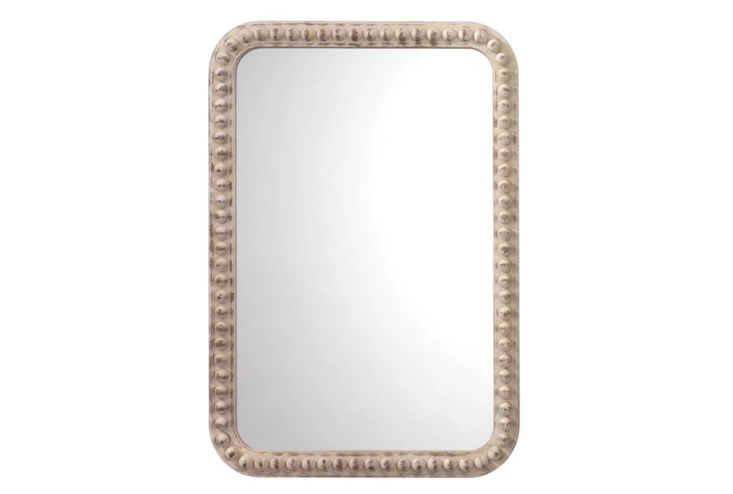 26X38" White Wash Bead Style Rounded Rectangle Wood Wall Mirror - 360