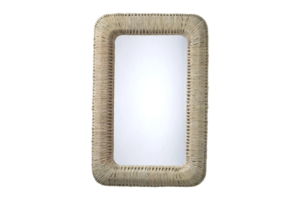 35X51 Off White Straw Rope Rounded Rectangle Wall Mirror