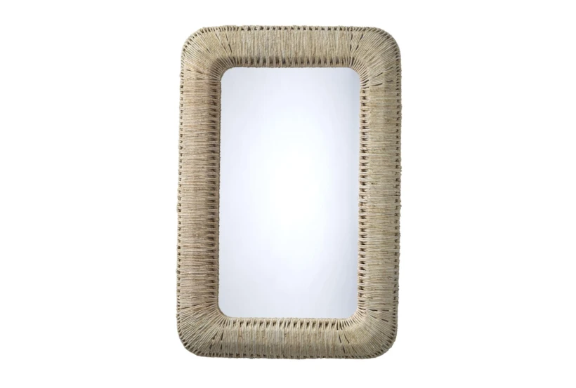 35X51 Off White Straw Rope Rounded Rectangle Wall Mirror - 360