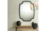 42X54 Charcoal Black Textured Resin Key Corner Rectangle Wall Mirror - Room