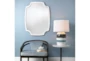 42X54 White Textured Resin Key Corner Rectangle Wall Mirror - Room