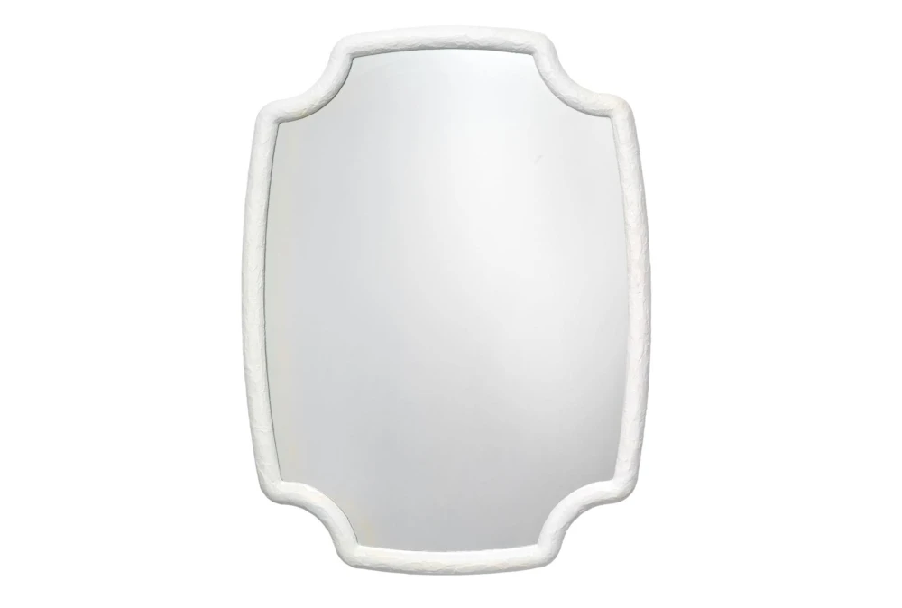 42X54 White Textured Resin Key Corner Rectangle Wall Mirror