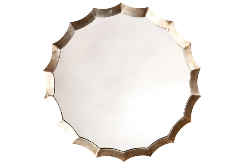 37X37 Antique Silver Scalloped Edge Round Wall Mirror - 360