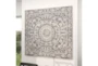 65X65 White Wash Wood Intricate Carved Floral Mandala Wall Décor - Room