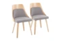 Mid-Century Modern Dining Chair In Natural Wood And Grey Fabric Set Of 2 - Signature