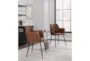 Modern Dining Chair In Black Steel And Camel Faux Leather Set Of 2 - Room
