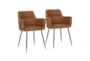 Modern Dining Chair In Black Steel And Camel Faux Leather Set Of 2 - Signature