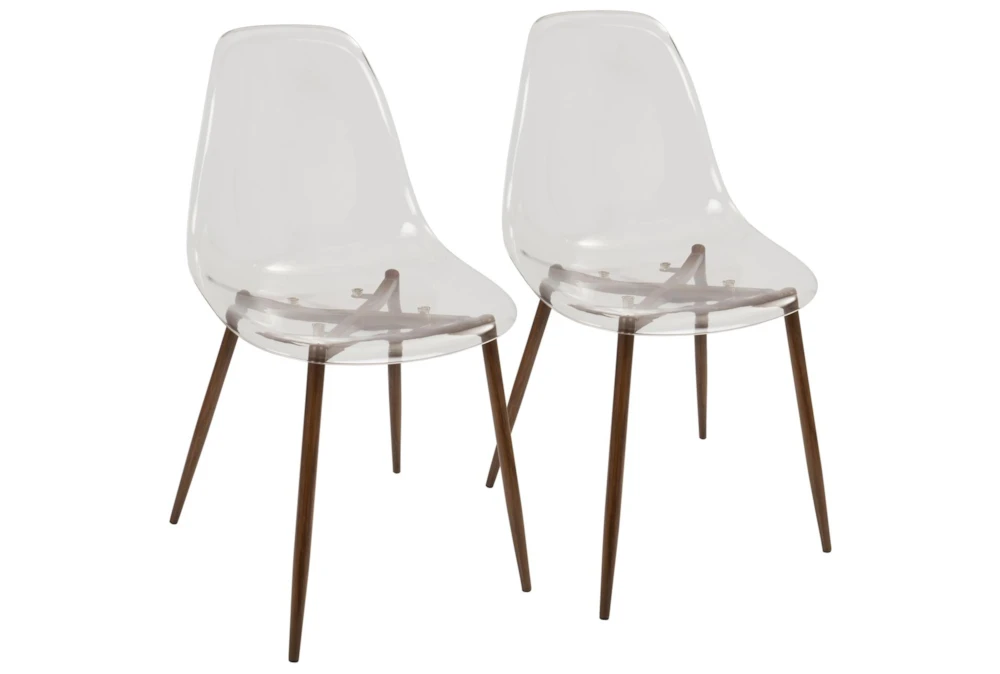 Mid-Century Modern Dining Chair In Walnut And Clear Set Of 2