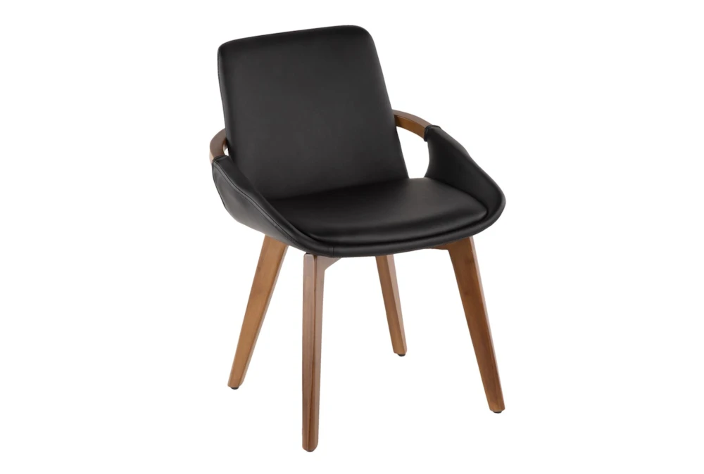 Cosmic Chair In Walnut And Black Faux Leather