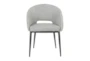 Modern Chair With Black Metal Legs And Grey Fabric - Front
