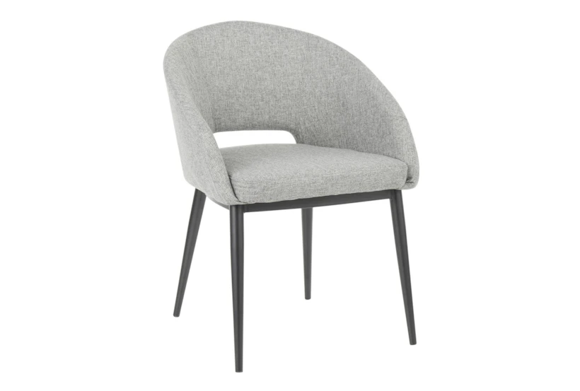 Modern Chair With Black Metal Legs And Grey Fabric - 360