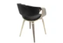 Mid-Century Modern Dining Chair In Light Grey Wood And Black Faux Leather - Back