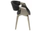 Mid-Century Modern Dining Chair In Light Grey Wood And Black Faux Leather - Side