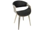Mid-Century Modern Dining Chair In Light Grey Wood And Black Faux Leather - Signature