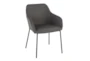 Modern Dining Chair In Black Metal And Charcoal Fabric Set Of 2 - Front