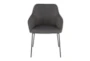 Modern Dining Chair In Black Metal And Charcoal Fabric Set Of 2 - Front