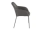 Modern Dining Chair In Black Metal And Charcoal Fabric Set Of 2 - Side