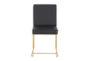 Ian High Back Modern Dining Chair In Gold And Black Faux Leather Set Of 2 - Front