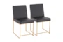 Ian High Back Modern Dining Chair In Gold And Black Faux Leather Set Of 2 - Signature