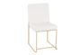 Ian High Back Modern Dining Chair In Gold And White Faux Leather Set Of 2 - Front
