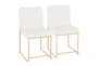 Ian High Back Modern Dining Chair In Gold And White Faux Leather Set Of 2 - Signature