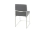 Ian High Back Modern Dining Chair In Stainless Steel And Grey Faux Leather Set Of 2 - Back