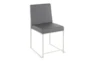 Ian High Back Modern Dining Chair In Stainless Steel And Grey Faux Leather Set Of 2 - Front