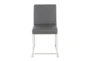 Ian High Back Modern Dining Chair In Stainless Steel And Grey Faux Leather Set Of 2 - Front