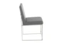 Ian High Back Modern Dining Chair In Stainless Steel And Grey Faux Leather Set Of 2 - Side