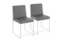 Ian High Back Modern Dining Chair In Stainless Steel And Grey Faux Leather Set Of 2 - Signature