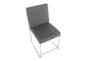 Ian High Back Modern Dining Chair In Stainless Steel And Grey Faux Leather Set Of 2 - Top