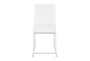 Ian High Back Modern Dining Chair In Stainless Steel And White Faux Leather Set Of 2 - Front