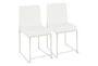 Ian High Back Modern Dining Chair In Stainless Steel And White Faux Leather Set Of 2 - Signature