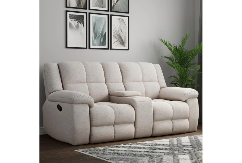 Buster Opal Taupe 86" Manual Reclining Console Loveseat