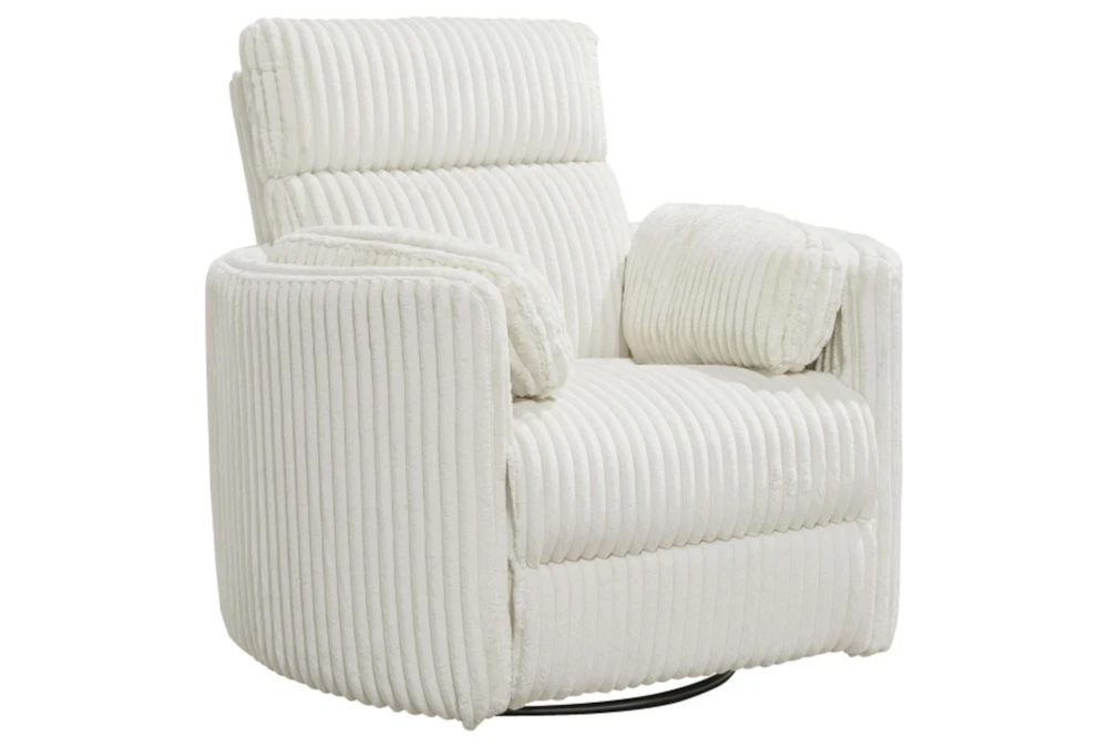 Rayna Ivory Plush Channelled Power Swivel Glider Recliner