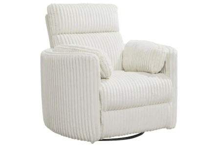 Rayna Ivory Plush Channelled Power Swivel Glider Recliner - Main