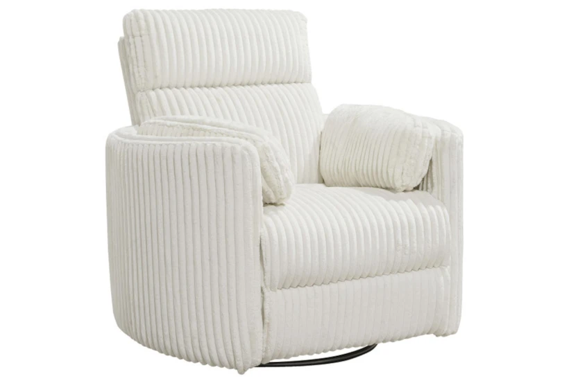 Rayna Ivory Plush Channelled Power Swivel Glider Recliner - 360