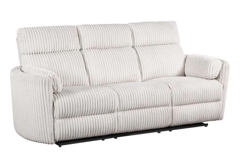 Rayna Ivory Plush Channelled 88" Power Reclining Sofa