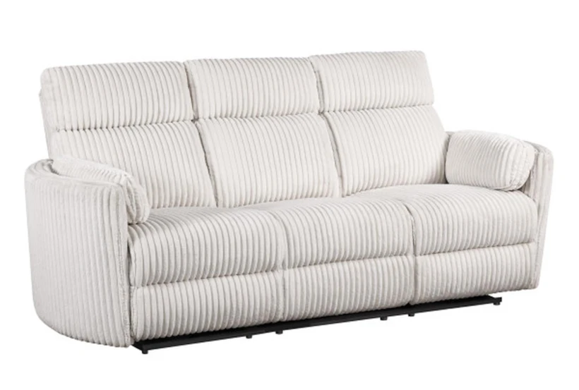 Rayna Ivory Plush Channelled 88" Power Reclining Sofa - 360